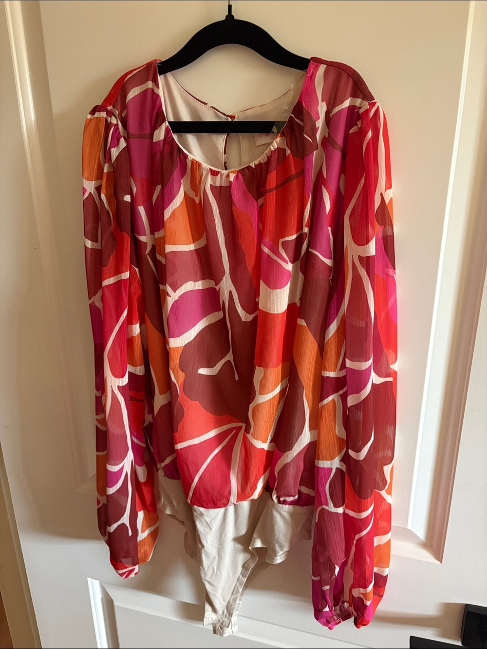 Pink Lily Pink & Orange Floral Long-Sleeve Blouse